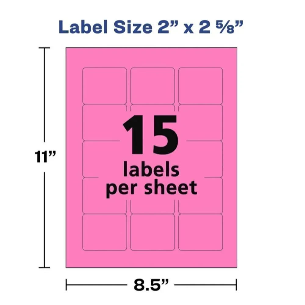 NWT New 300 Avery Rectangular Labels w/Sure Feed Bright Colors 4331, 2